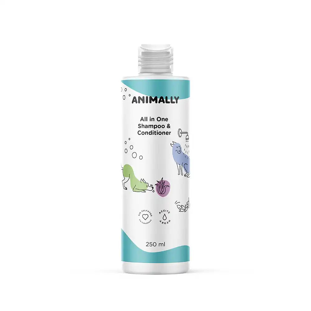 Champu y acondicionador All in One 250 ml Animally, Champú para Perros y Gatos