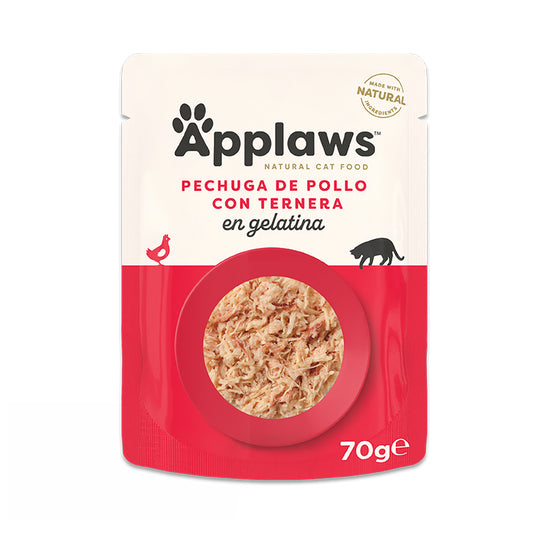 APPLAWS Gato Sobre Pollo con Ternera, Comida para gatos