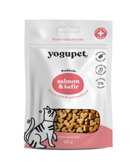 Snacks Yogupet Salmón y Yogurt Gato, Snacks Naturales para Gatos, Premios para Gatos