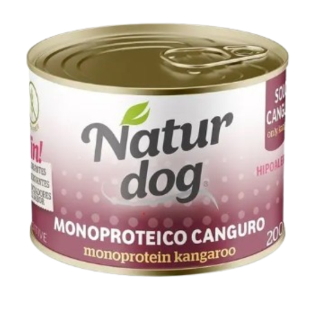 NaturDog Monoproteico Canguro, Lata para Perros, Comida para Perros