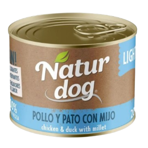 NaturDog Pollo y Pato con Mijo, Lata para Perros, Comida para Perros