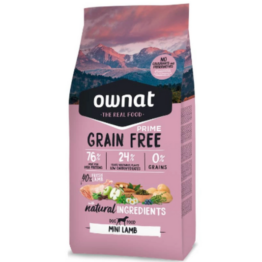 Pienso Ownat Prime Grain Free Mini Adult Lamb, Pienso para Perros, Comida para Perros