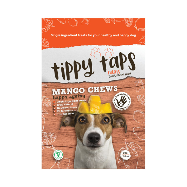 Tippy Taps de Mango Chesws: deliciosa comida natural para perros. ¡Snacks saludables y sabrosos para tu mascota!