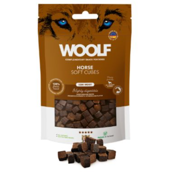 Woolf Cubes Semihúmedos Caballo, Snacks Naturales para Perros, Premios para Perros