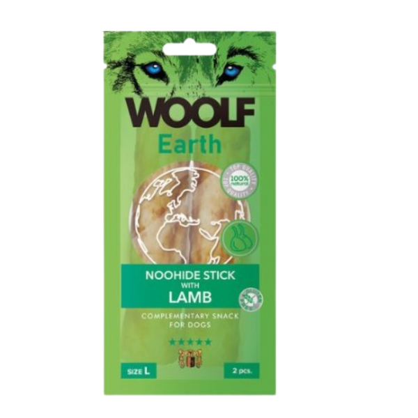 Woolf Earth Noohide Cordero, Snacks Naturales para Perros, Premios para Perros