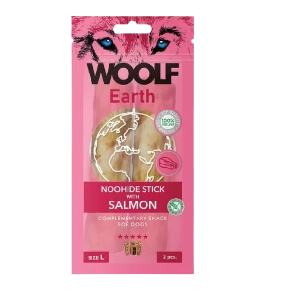 Woolf Earth Noohide Salmón, Snacks Naturales para Perros, Premios para Perros