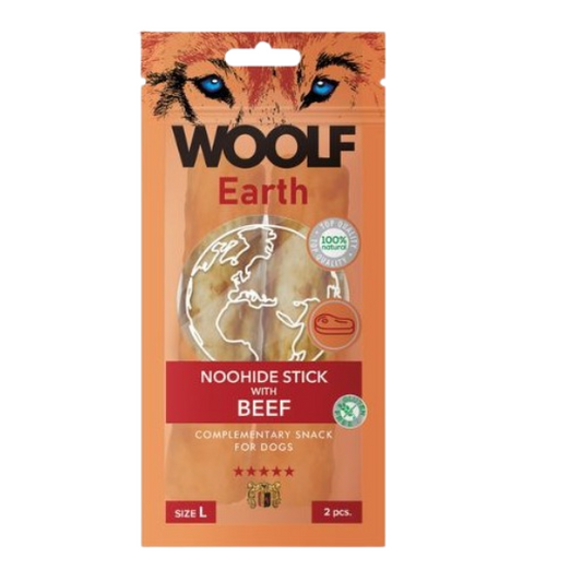 Woolf Earth Noohide Ternera, Snacks Naturales para Perros, Premios para Perros