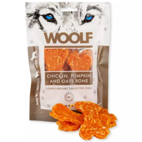 Woolf Huesitos de Pollo, Calabaza y Avena, Snacks Naturales para Perros, Premios para Perros