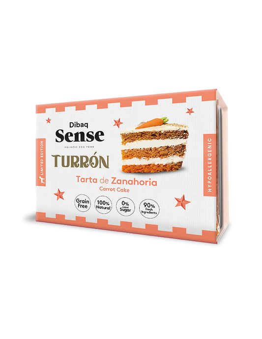 Turrón Tarta de Zanahoria, Snacks Naturales para Perros, Premios para Perros