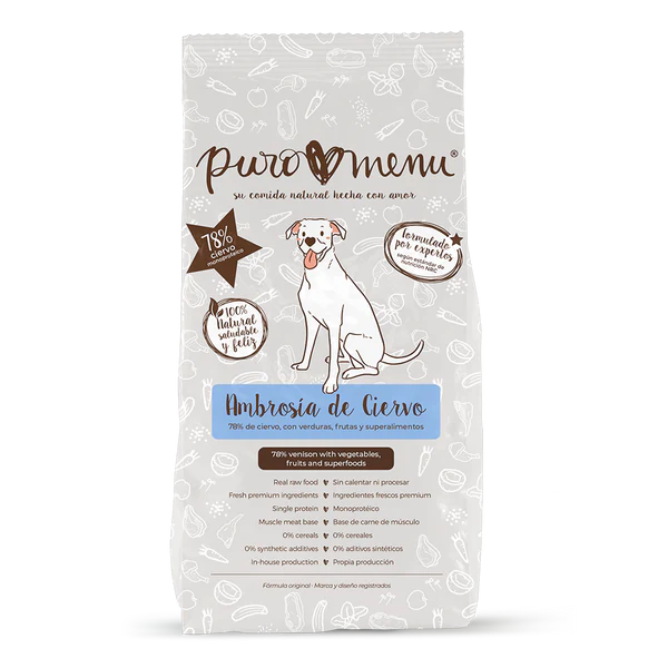 Puro Menú Barf Ambrosia de Ciervo. Barf comida natural perros.