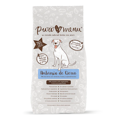 Puro Menú Barf Ambrosia de Ciervo. Barf comida natural perros.