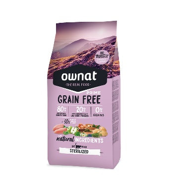 Pienso Ownat Prime Grain Free Pollo Gato Esterilizado , Pienso para Gatos, Comida para Gatos