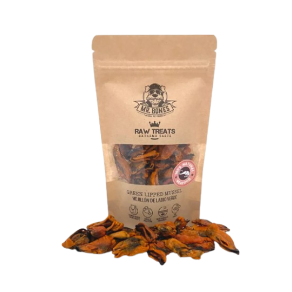 Mr Bones Raw Treats Mejillon Labio Verde, Premios para Perros